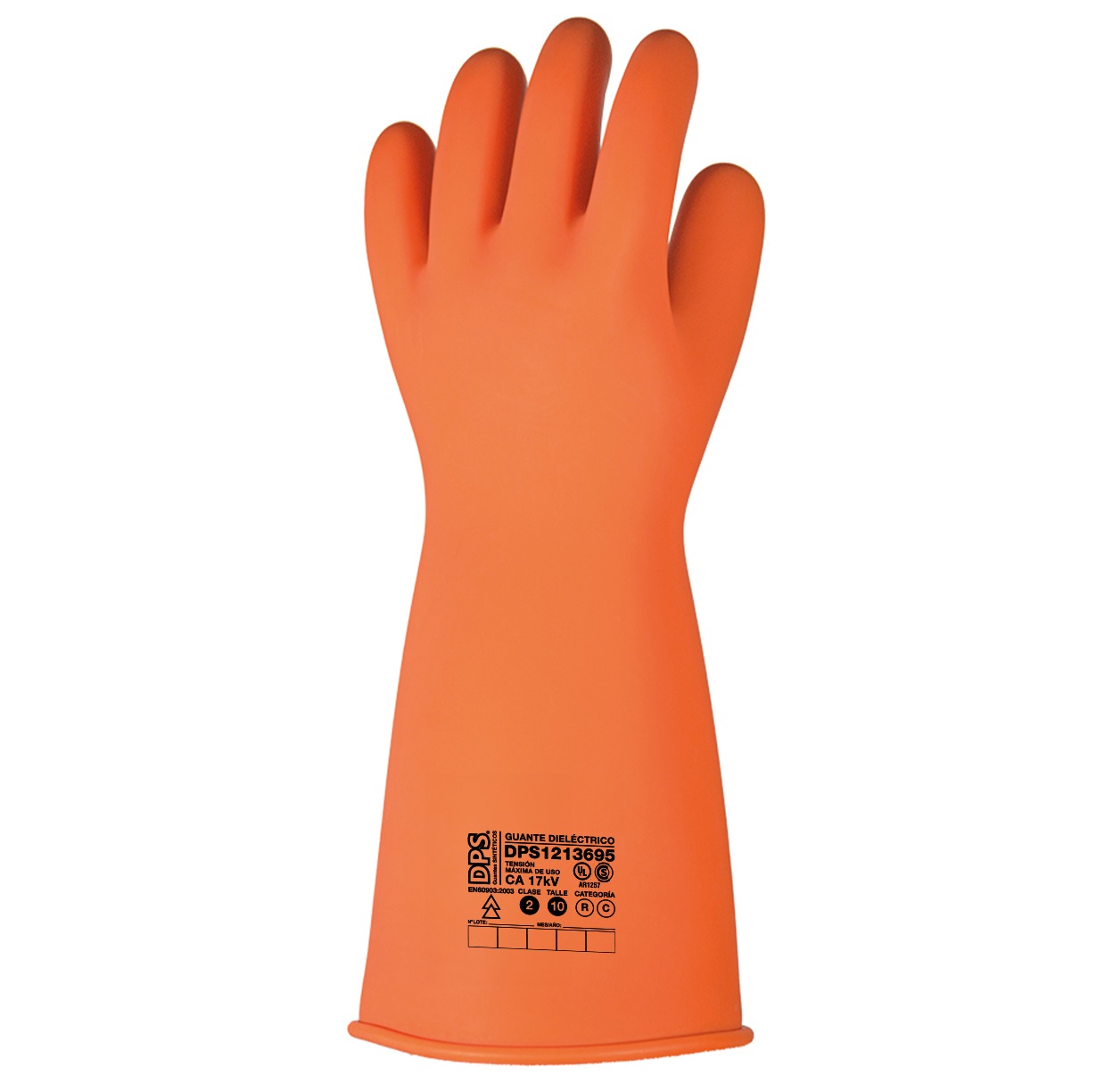 Guante Dielectrico de Latex DPSClase 2 Naranja 17000 V Largo 41 cm RC