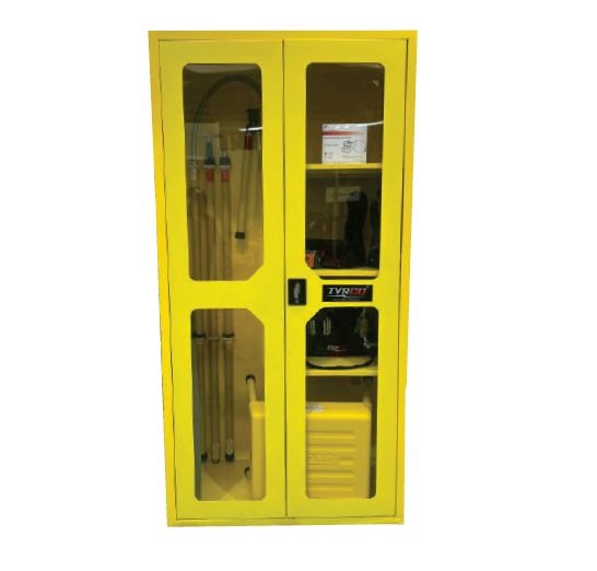 Gabinete met&aacute;lico amarillo del kit de seguridad de media...