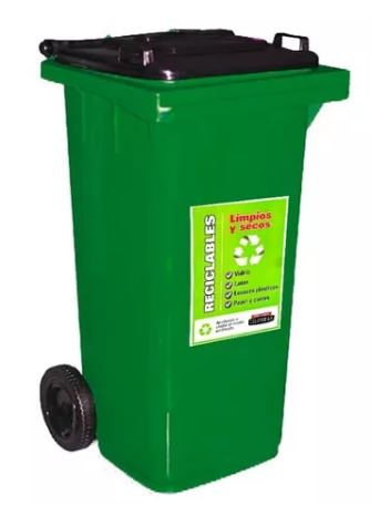 Contenedor de Residuos reciclable 120 Lts Ruedas Colombraro