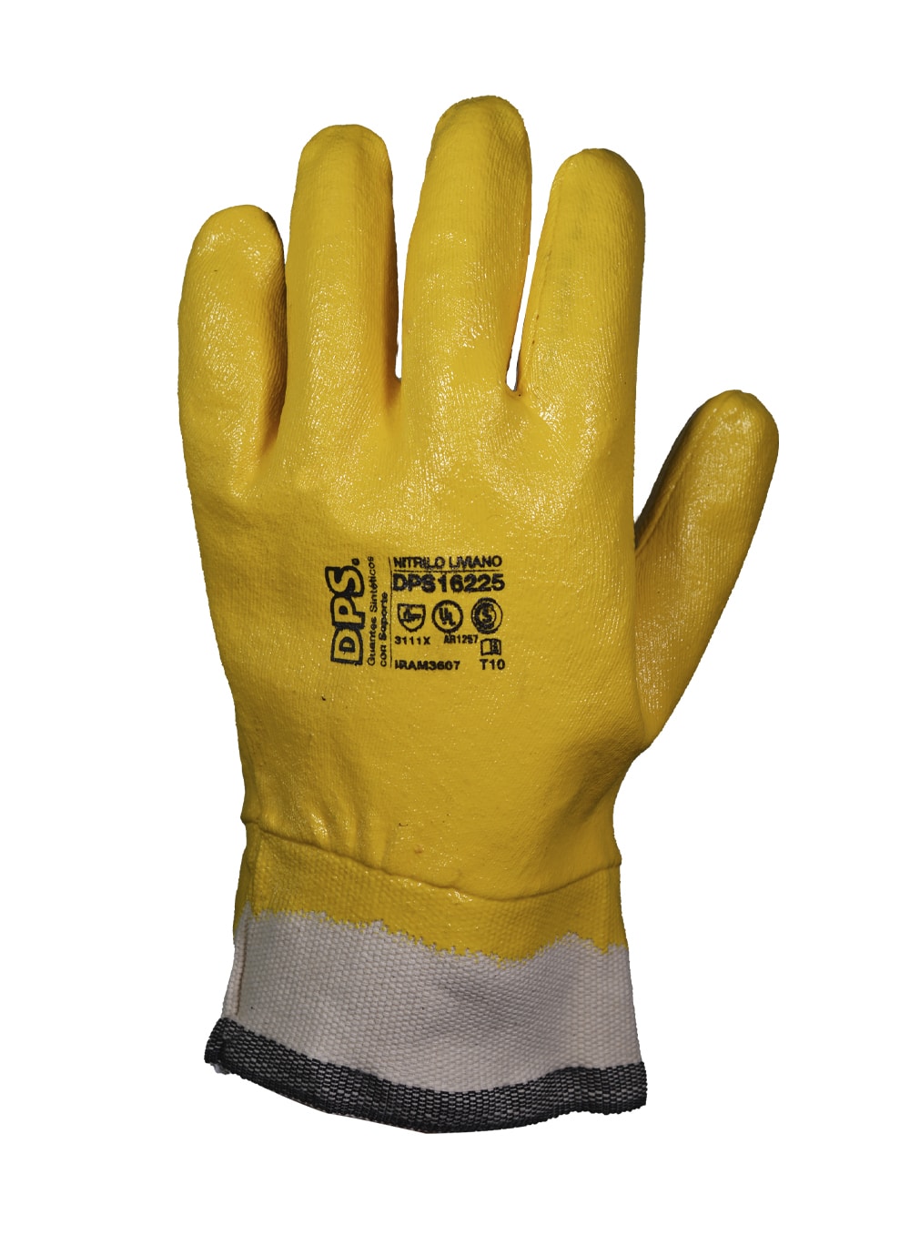 GUANTE NITRILO LIVIANO BANO COMPLETO AMARILLO PUNO DE LONA