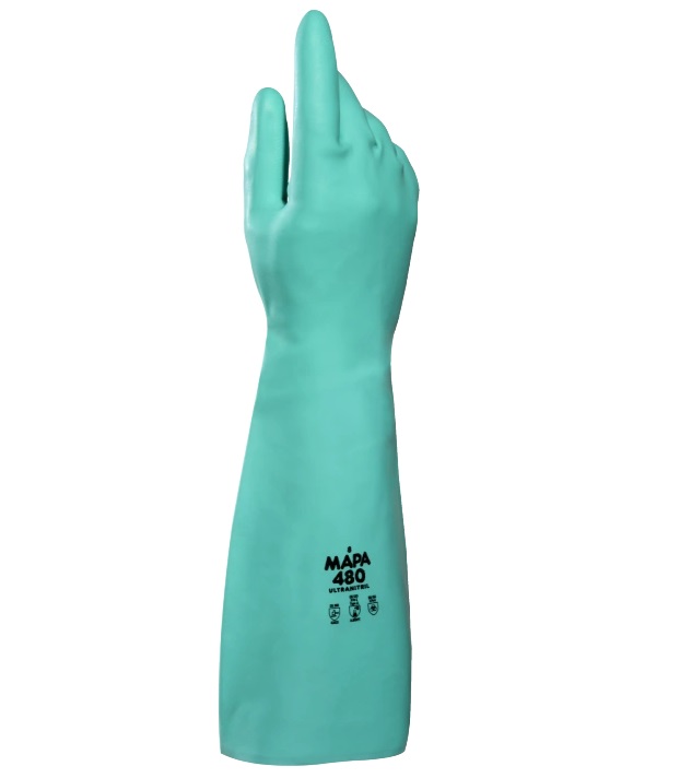 Guantes acrilo nitrilo verde pesado clorinado MAPA ULTRANITRIL 480