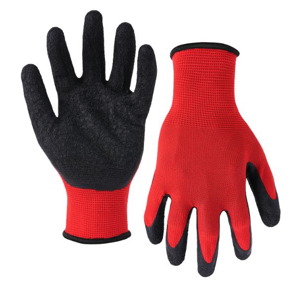 Guantes tejido con baño de látex rugoso en palma.