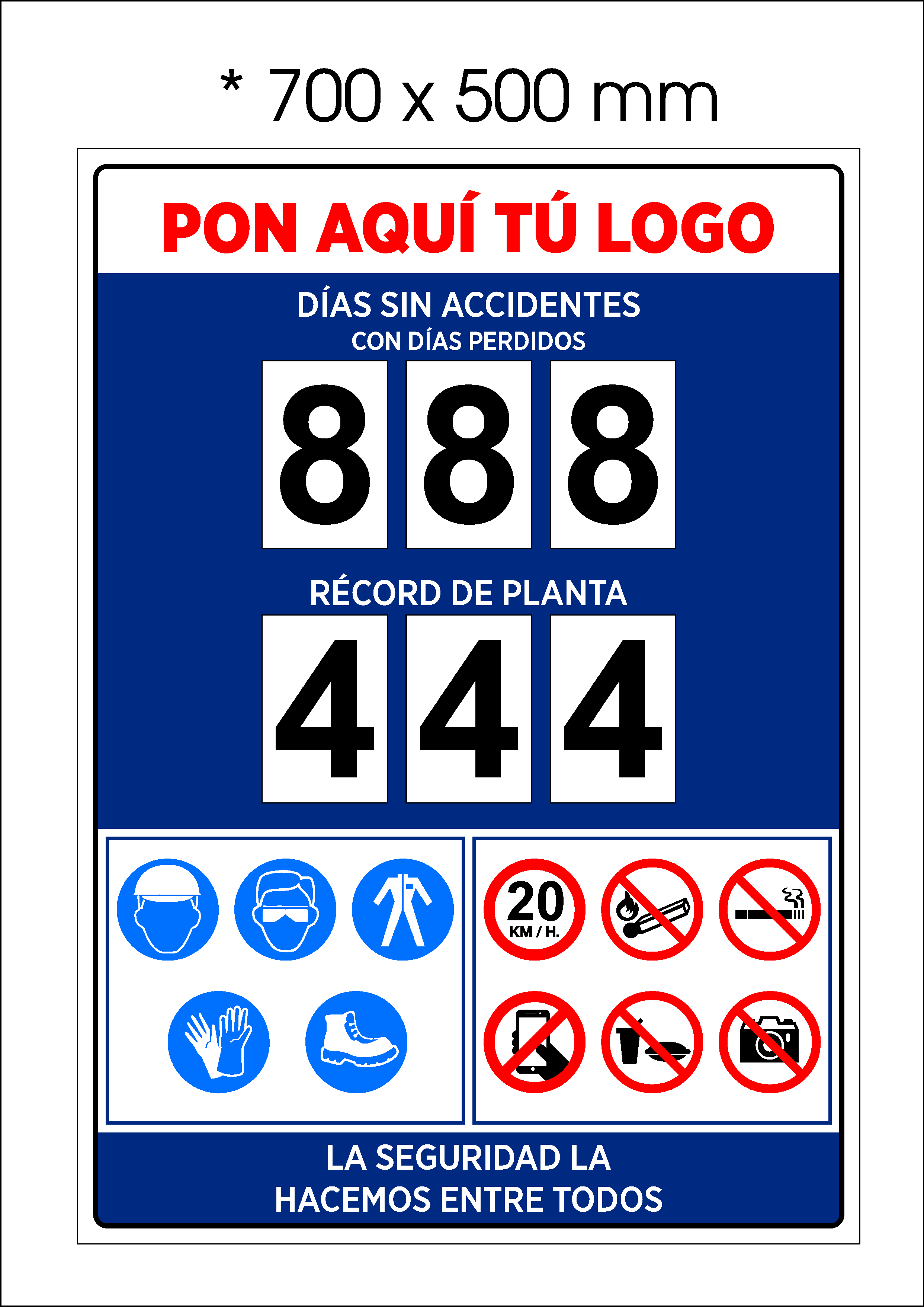 Cartel días de accidente imantado
